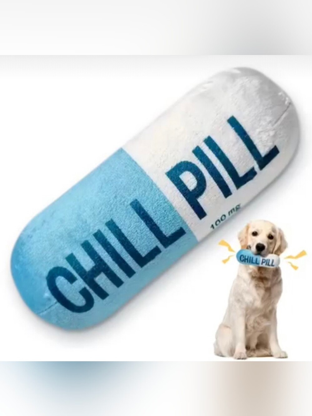 Chill Pill Novelty Squeak Toy - Blue & White